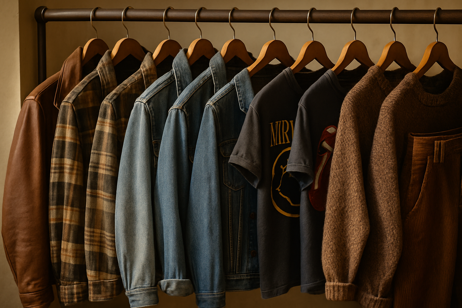 mens VINTAGE CLOTHING ON HANGERS